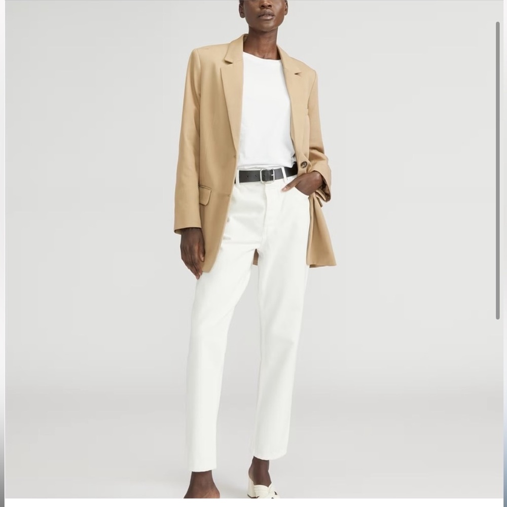 Everlane High Rise Straight Jean in Bone